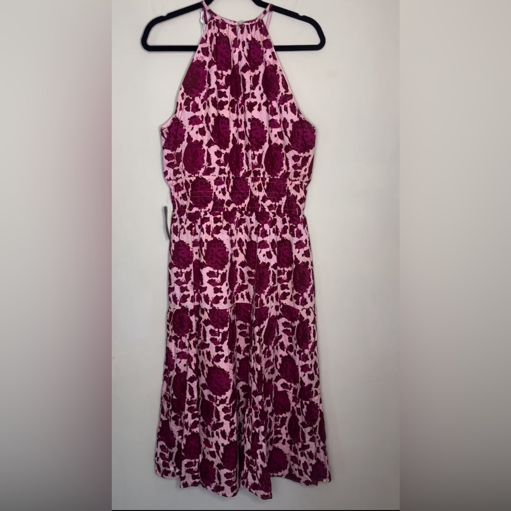 NWT Maisie Women's Pink Floral Sleeveless Halter Maxi Dress Lined Size M - Picture 1 of 9
